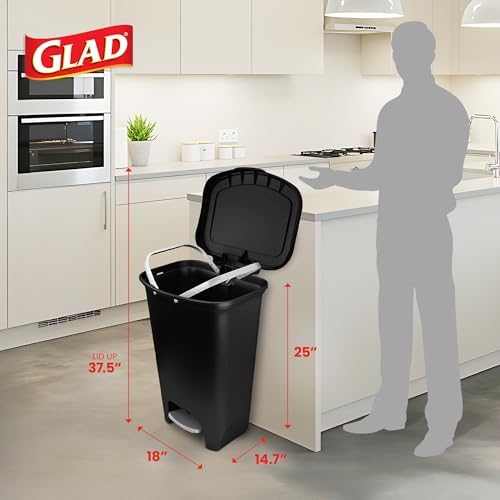 Glad Trash Can with Clorox Odor Protection | Plastic Bin, 13 Gal, Black - Image 2