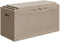 Greesum 100 Gallon Resin Deck Box Outdoor Storage with Cushion, Coffee by BuynowfromGreesum