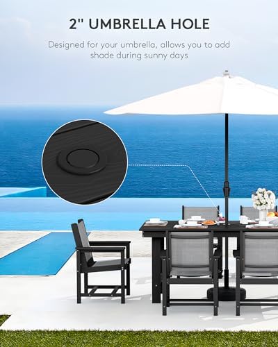 SERWALL 5 Pcs HDPE Patio Dining Set, HDPE Dining Set for 4, Black - Image 4