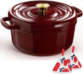 Overmont Enameled Cast Iron Dutch Oven - 5QT Pot with Lid Recipe Potholders by Overmont
