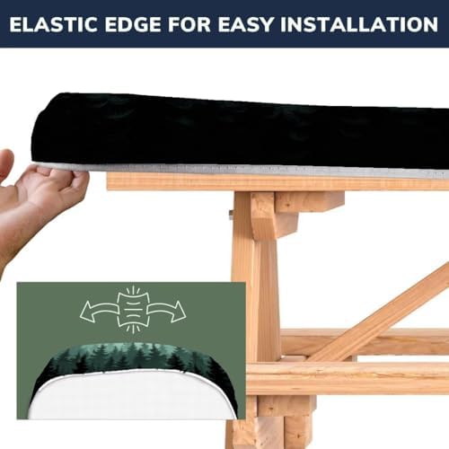 CAPSCEOLL Fitted Picnic Table Cover with Bench Covers 8ft - Green Forest - Image 3
