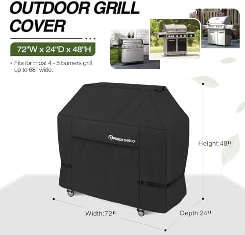 Porch Shield Waterproof Outdoor BBQ Grill Cover 68 inch, Black - Image 2