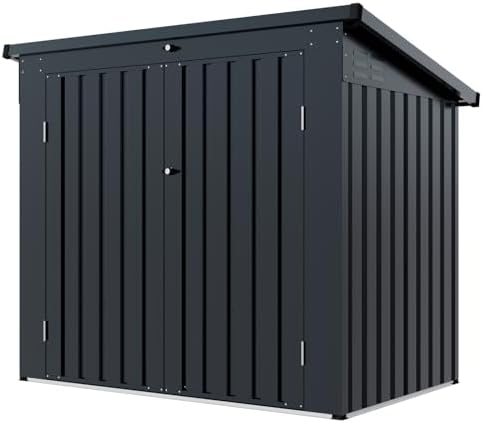 64.75'' Metal Outdoor Garbage Bin Shed Stores,2 Trash Cans,Black - Image 7