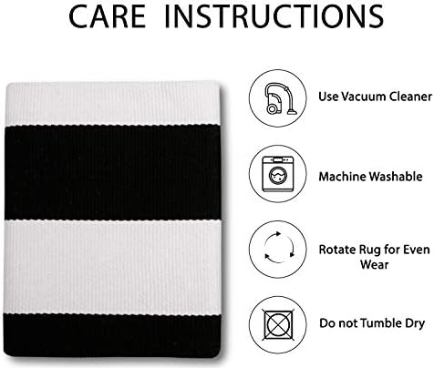 IOHOUZE 4x6 Striped Outdoor Rug, Washable Front Porch, Black/White - Image 5