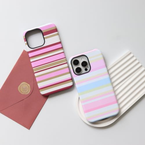 for iPhone 14 Pro Case, Magnetic Matte Frosted Dual-Layer Striped Phone Case for Women, Retro Aesthetic Cover Compatible with MagSafe Accessories - Berry Sage - Image 5