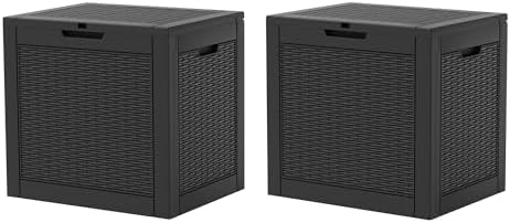 KAMABOKO Outdoor Storage Box, 31 Gal Deck Box Outdoor Waterproof, 2 Pack by KAMABOKO