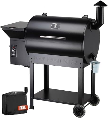 Z GRILLS 2026 Upgrade 8-in-1 BBQ Pellet Grill & Smoker, 697 sq in Cooking Area, PID Auto Temperature Control, 28 lbs Hopper Capacity, Outdoor Grill, Black (Grill Cover Included) by ZGRILLS
