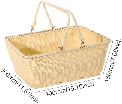 Baoblaze Outdoor PP Woven Picnic Basket Organizer, with Foldable Handle Multifunctional for Park Farmhouse Dining Table Small Sundries, 40cmx30cmx18cm - Image 2