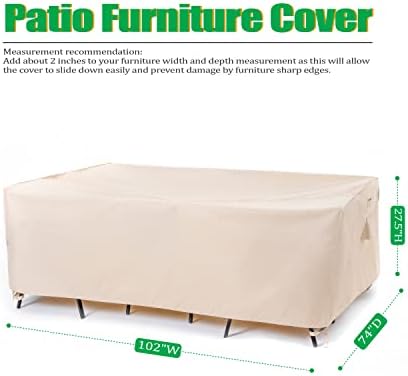 F&J Outdoors Patio Furniture Covers, Beige, 102"W x 74"D x 27.5"H - Image 2
