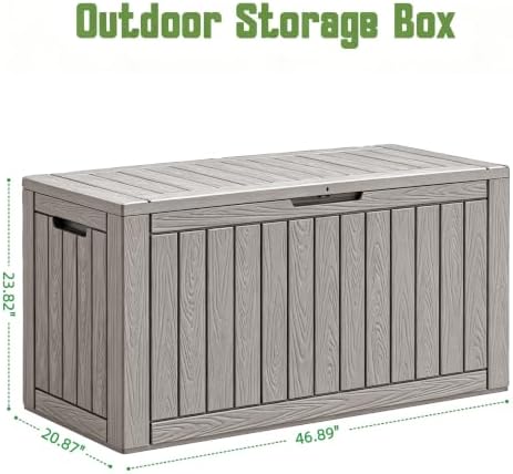Outdoor Storage Waterproof Deck Box for Patio (110 Gallon, Grey) - Image 2