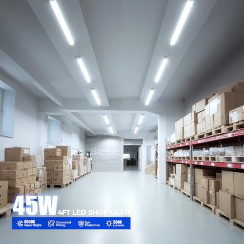 Barrina LED Shop Lights 4FT for Workshop, Garage, 45W 5000LM 6500K, 6 Packs - Image 2