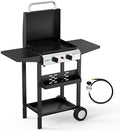 ROVSUN 2 Burner Portable Propane Griddle with Electronic Ignition, 20000 BTU Rolling Flat Top Gas Grill with Enameled Tray & Lid, Side Shelves & Regulator for Outdoor Cooking Camping BBQ Tailgating by ROVSUN