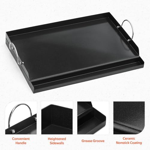 onlyfire Universal BBQ Griddle with Handles for Most Grills, 18" x 12.5" - Image 3