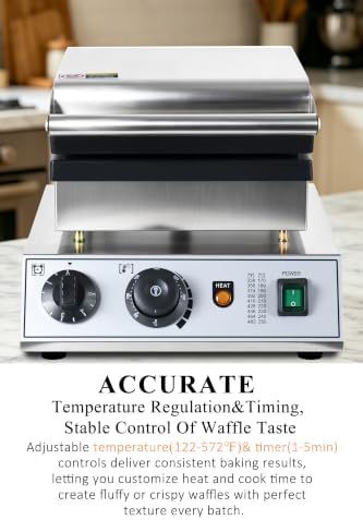 1600W Commercial 2-Slice Rectangular Belgian Waffle Maker - Image 7