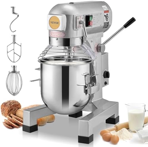 VEVOR Commercial Food Mixer 15Qt, Commercial Mixer with 3 Adjustable Speeds, 550W Dough Mixer,Commercial Stand Mixer with Stainless Steel Bowl by VEVOR