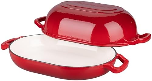 VORRINGARD Enameled Cast Iron Sourdough Bread Oven, Dutch Oven, Loaf Cast Iron Bread Pan for Homemade Bread Baking, Meatloaf Pan with Lid, 7QT, Red - Image 5