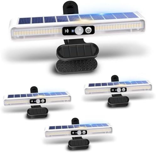 Clip On Solar Lights Outdoor with PIR Motion Sensor (White ,4 Pack ,3000K) by SunlightEncounter