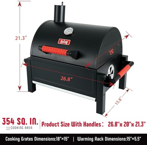 Feasto Portable Tabletop Charcoal Grill, 354 sq.in Cooking Area - Image 3