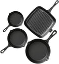 Pre-Seasoned Cast Iron skillets,4 Piece Durable Pots and Pans Set with Handle Covers for Grill, BBQ, Camping Fire, Stovetop, Kitchen and Camping Cookware by YIYOBEATFO