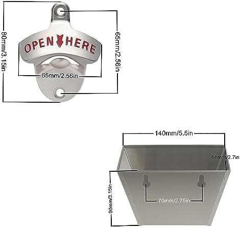 Outdoor Beer Bottle Opener Wall Mounted with Cap Catcher Silver - Image 5