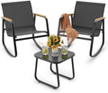 Ahomly 3 Pieces Patio Furniture Set Textilene Outdoor Rocking Set, Black by Ahomly