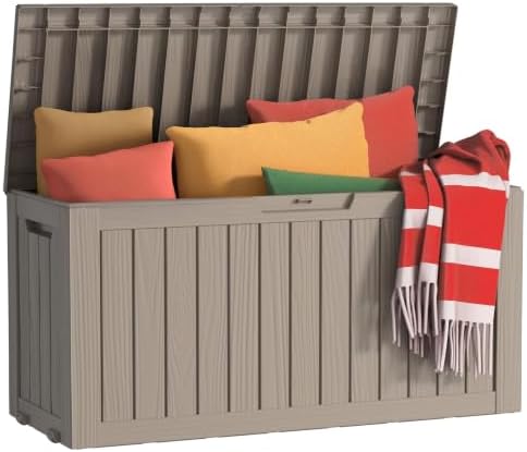 150 Gallon Large Resin Outdoor Storage Box Grey by KFY