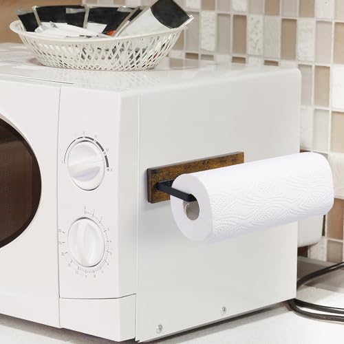 Magnetic Paper Towel Holder,Wood Farmhouse Heavy Duty Strong Magnet Backing for Toolbox,Grill,Microwave,Fridge,Garage - Fit for Large Size of Paper Towel Roll - Image 6