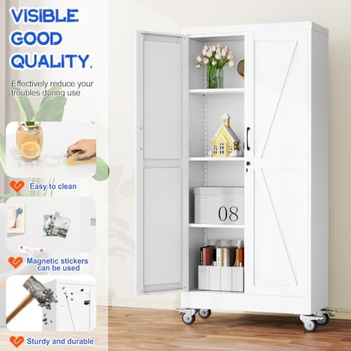 GAIOUS 61" Tall Metal Storage Cabinet with Lock and Wheels, File Cabinet - Image 4