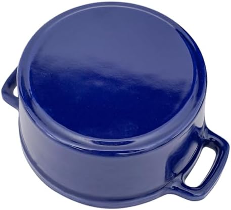 Flavehc Mini Cocotte 16 oz Mini Dutch Oven 0.5 qt. Cast Iron Garlic Roaster for Oven Garlic Confit Pot Ramekins with Lids Oven Safe Set of 2, Blue - Image 6
