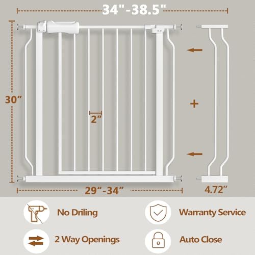 Fairy Baby 34-38.5 Inch Extra Wide Baby Gate for Doorways Stairs Hallway - Image 2