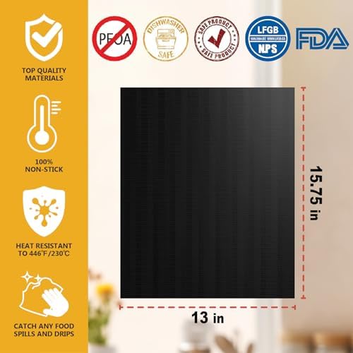 Oven Liners for Bottom of Oven BBQ Grill Mats 15.75“x13" 7PACK - Image 2