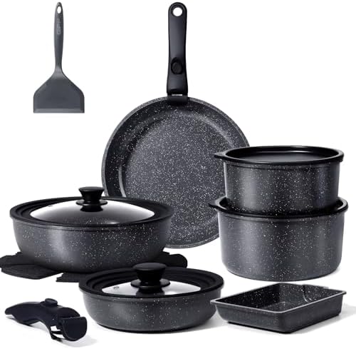 GiPP 17PCS Pots and Pans Set Nonstick Cookware Set with Detachable Handle by GiPP