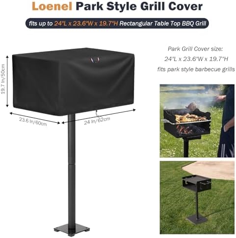 23 Inch Park Style Grill Cover Waterproof, 24" L x 23" W x 19" H - Image 3