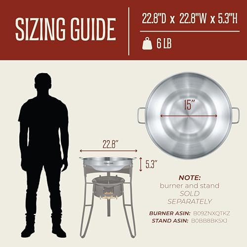 Concord Stainless Steel Comal Frying Bowl Cookware (22"), silver (S4008 S4812 S5612) - Image 2