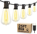 Larkvue 25FT Outdoor String Lights, Patio Lights with 10+1 LED Dimmable Waterproof Shatterproof ST38 Retro Edison 2700K Bulbs for Balcony Yard, Black by Larkvue