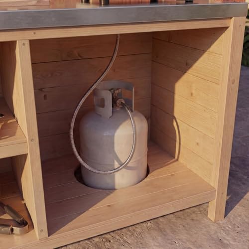 MOUMON Patio Kitchen Cabinet with Tank Storage & Stainless Steel Countertop - Image 5