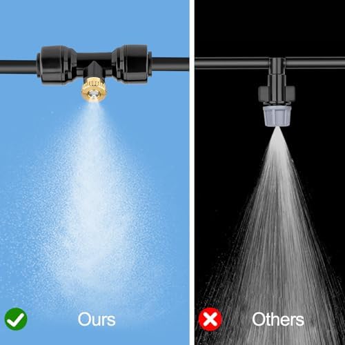 Connector Black 10PCS, Mister Nozzle Replacement Kit for Homenote,Lekit,Bonviee,lifeegrn, 10 Pcs Outside Brass Mist Nozzles & Tees for 1/4'' Hose, Outdoor Water Misting Cooling System, Pation Misting - Image 5