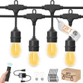 72ft Outdoor String Lights with Remote & Dimmer,36+2 Commercial Grade IP65 Waterproof Bulbs, 2700K Warm White,3 Lighting Modes & Timer,Includes 40 Cable Ties for Patio,Garden, Party by Loniuto