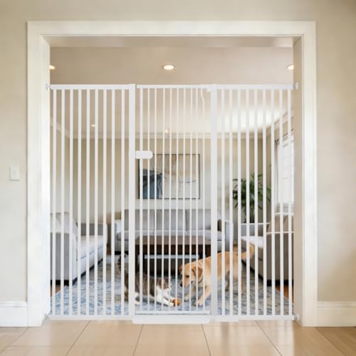 Lumizone Extra Tall Cat Gate 61.02" High 63.39"-67.71" Wide Pet Gate White by Lumizone