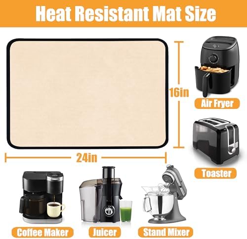 TOHONFOO Heat Resistant Mats for Countertop & Air Fryer, 24x16 in, Khaki - Image 3