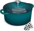 Umite Chef 7QT Enameled Cast Iron Dutch Oven with Lid & Cotton Potholders–Heavy-Duty Cookware for Bread Baking, Braising, Stews, Marinate, Cook(Emerald) by UmiteChef