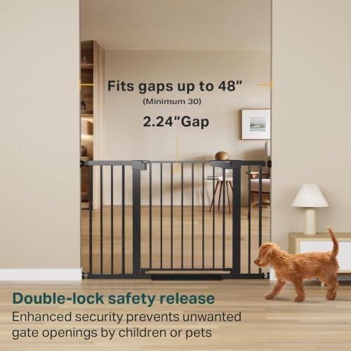 Cumbor 30-48 in Baby Gate for Stairs, Auto Close Dog Gate Indoor, Black - Image 2