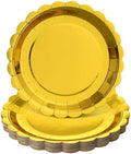 NatNarr 30-Pack 9-Inch Gold Scalloped Disposable Paper Dessert Plates by NatNarr