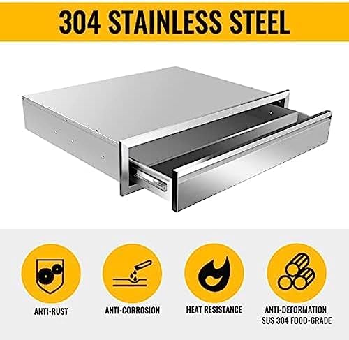 Outdoor Kitchen Drawers, Triple BBQ Drawers Stainless Steel Built-in Drawer For Outdoor Kitchen Island, Patio Grill Station,Single Drawer - Image 3