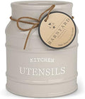 Barnyard Designs Ceramic Kitchen Utensil Holder Countertop 6.75″ (Taupe) by BarnyardDesigns