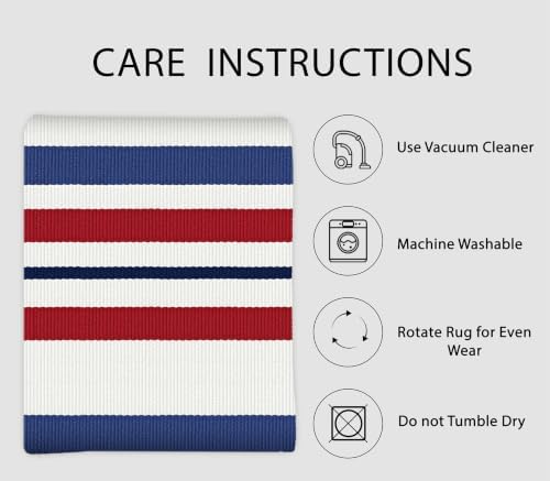 IOHOUZE Patriotic Striped Outdoor Rug 3x5, Washable, Red White Blue - Image 5