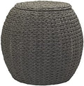 Household Essentials Handwoven Paper Rope Barrel Wicker Storage Basket Side Table, Gray by HouseholdEssentials