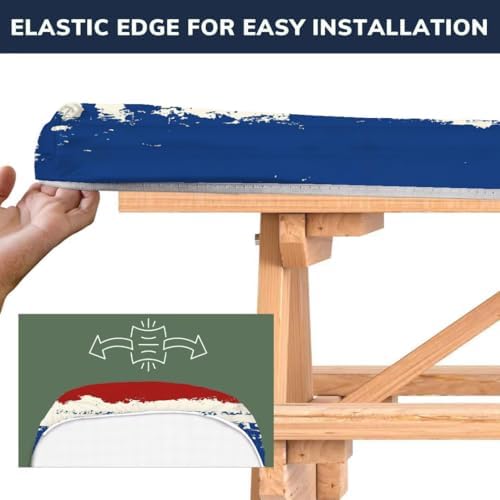 CAPSCEOLL Fitted Picnic Table Cover with Bench Covers 8ft - Red Blue - Image 3