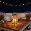 Solar Powered Rattan Lantern with Handle, 8.3 Inch, Warm White LED by LEOKED
