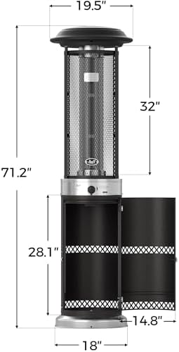 BALI OUTDOORS Propane Patio Heater Stainless Steel Standing - Image 3